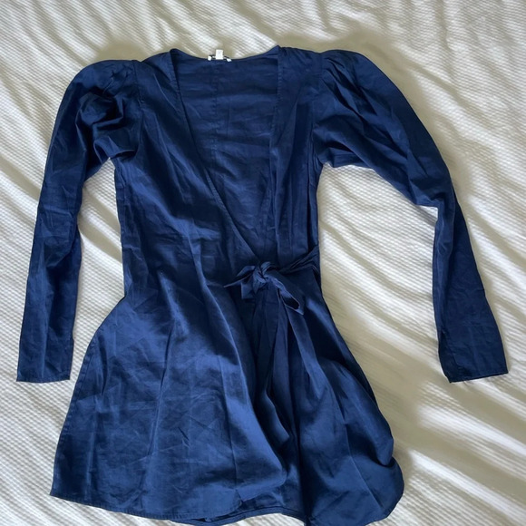 WeWoreWhat Blanca Blue wrap mini dress - Picture 5 of 11
